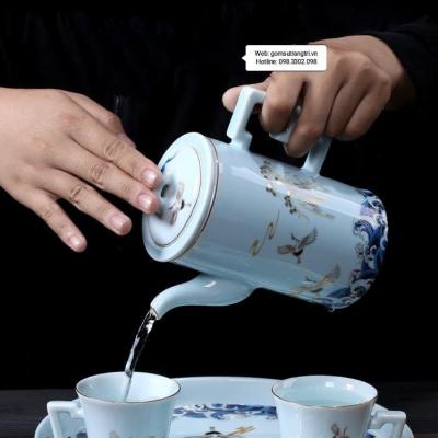BỘ ẤM CHÉN 8 MÓN VIỀN VÀNG